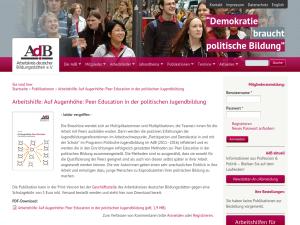 Cover:  Peer Education in der politischen Jugendbildung