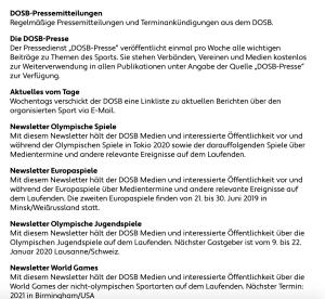 Cover: Deutscher Olympischer Sportbund - Newsletter
