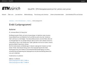 Cover: Unterrichtsreihe Erdöl (EducETH Zürich)