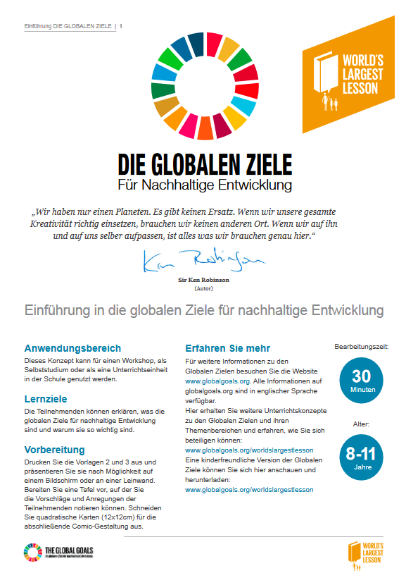 Cover: Globalen Ziele zur nachhaltigen Entwicklung