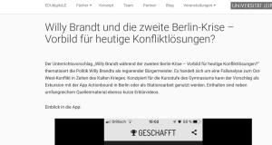 Cover: Willy Brandt und die zweite Berlin-Krise – Vorbild für heutige Konfliktlösungen? 