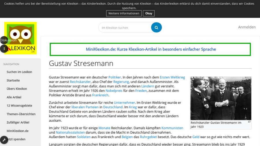 Cover: Gustav Stresemann | Klexikon