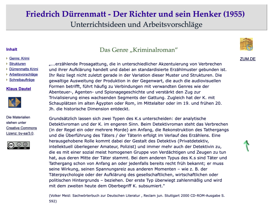 Cover: Dürrenmatt: Der Richter und sein Henker - Unterrichtsideen und Arbeitsvorschläge
