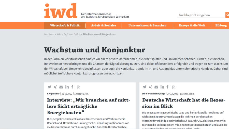 Cover: Der Informationsdienst des Instituts der deutschen Wirtschaft: Wachstum und Konjunktur