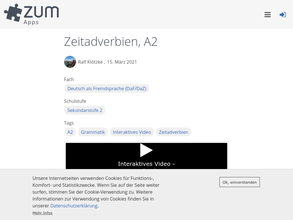 Cover: Zeitadverbien | ZUM-Apps
