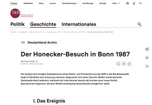 Cover: Der Honecker-Besuch in Bonn 1987