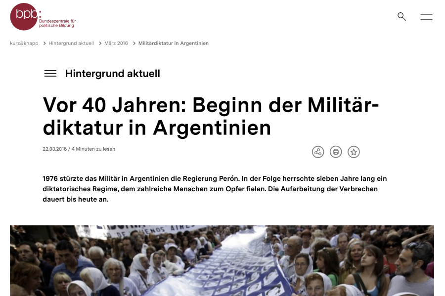 Cover: Vor 40 Jahren: Beginn der Militärdiktatur in Argentinien | bpb.de