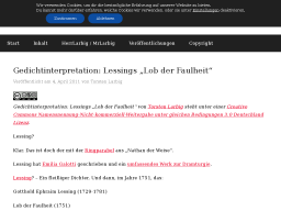 Cover: Gedichtinterpretation: Lessings „Lob der Faulheit“ | herrlarbig.de