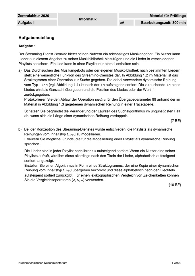 Cover: Abitur 2020 Informatik  eA I Niedersachsen