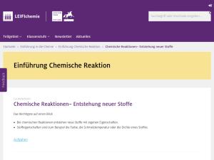 Cover: Chemische Reaktionen – Entstehung neuer Stoffe | LEIFIchemie