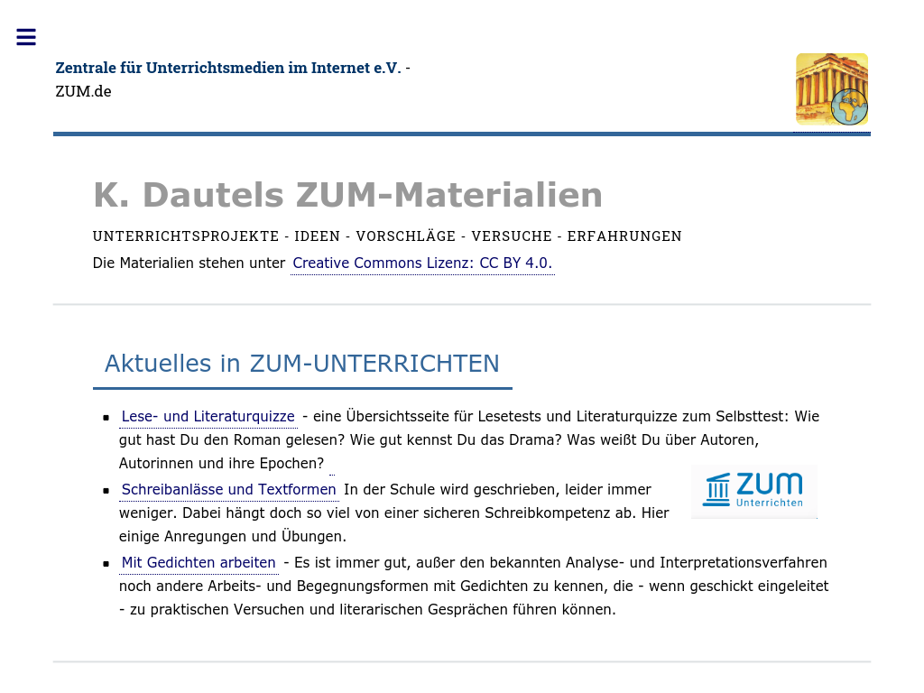 Cover: K. Dautels ZUM-Materialien | ZUM.de