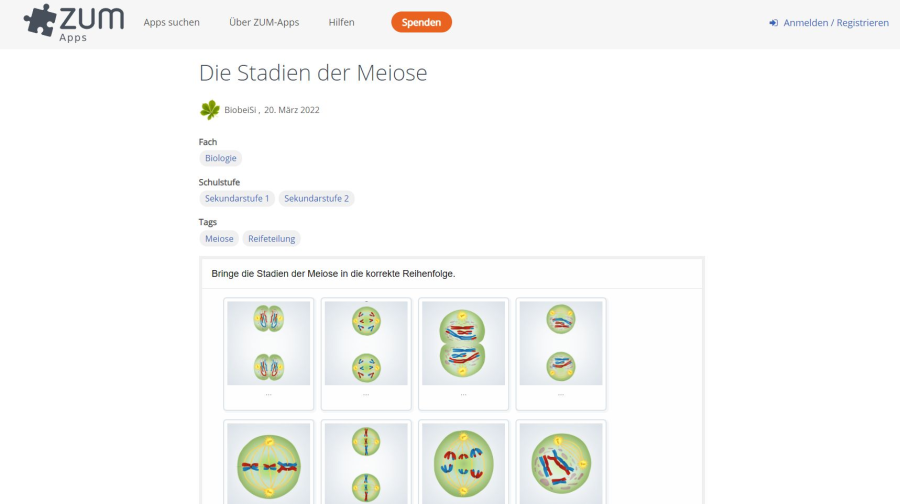 Cover: Die Stadien der Meiose | ZUM-Apps