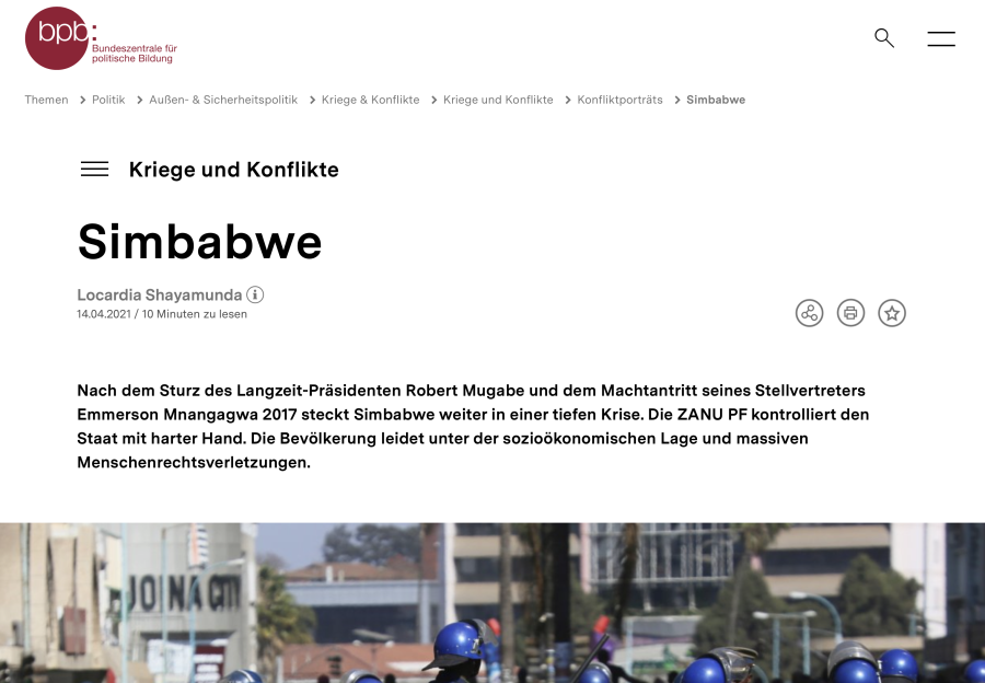 Cover: Simbabwe | bpb.de