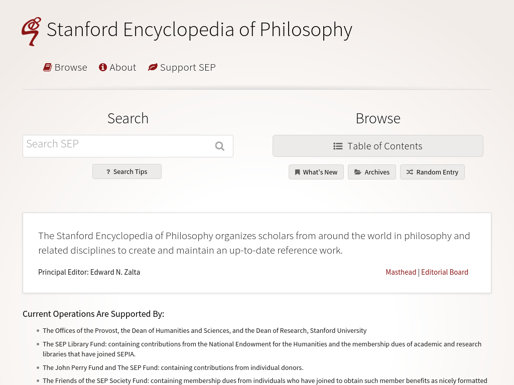 Cover: Stanford Encyclopedia of Philosophy