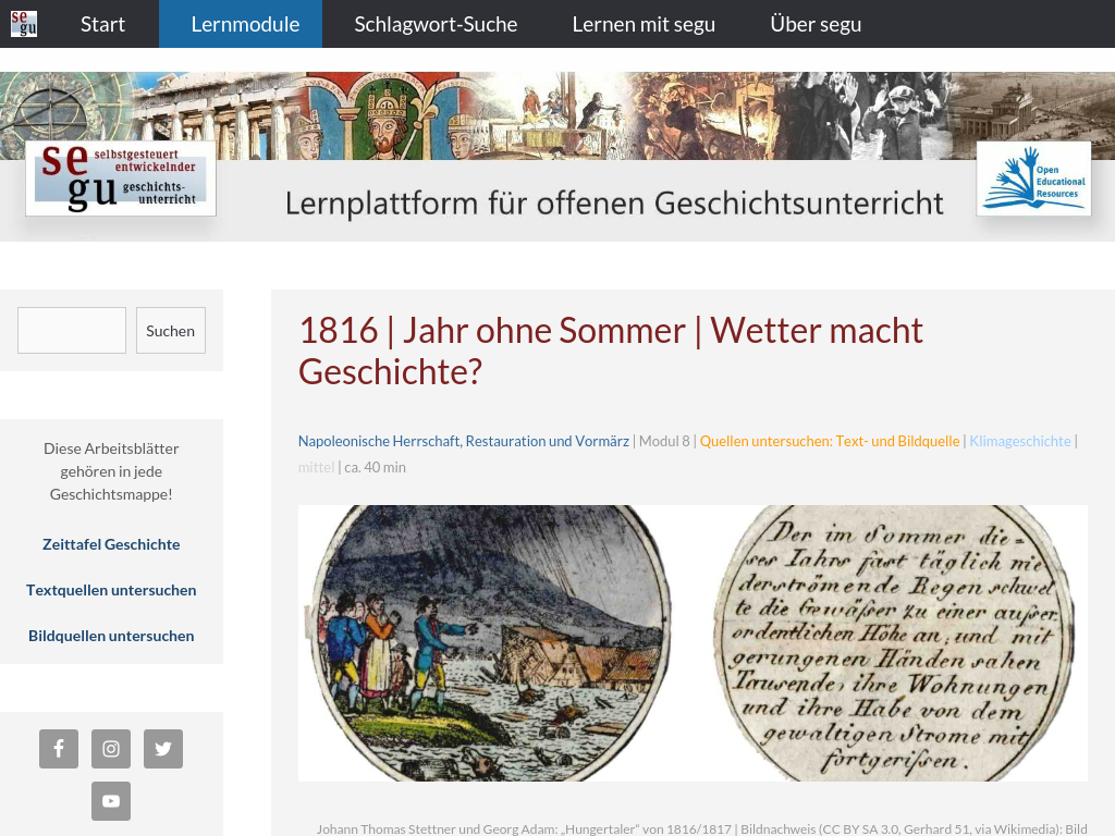 Cover: 1816 - Jahr ohne Sommer - Wetter macht Geschichte | segu