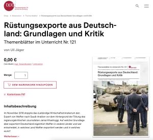 Cover: Rüstungsexporte aus Deutschland: Grundlagen und Kritik - Themenblätter