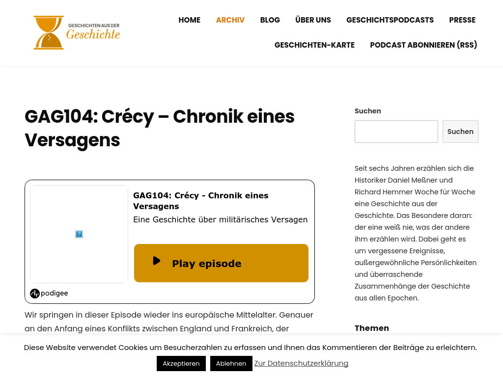 Cover: GAG104: Crécy - Chronik eines Versagens - Geschichten aus der Geschichte