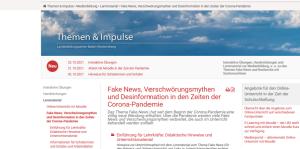 Cover: Fake News, Verschwörungsmythen und Desinformation in den Zeiten der Corona-Pandemie — Landesbildungsserver Baden-Württemberg