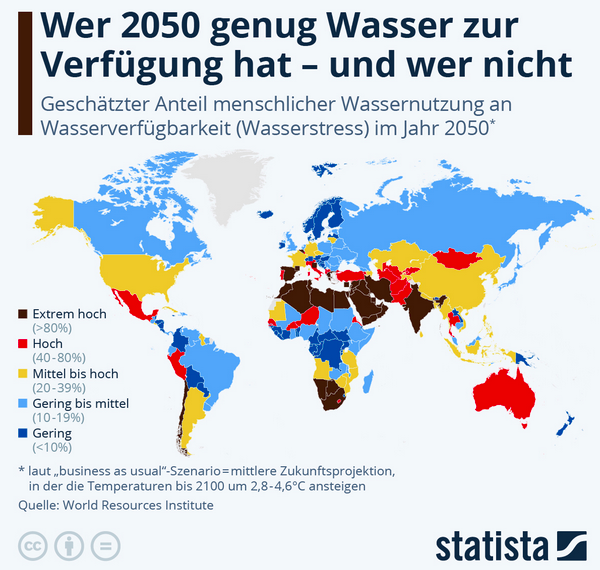 Cover: Infografik: Wer 2050 genug Wasser zur Verfügung hat – und wer nicht | Statista