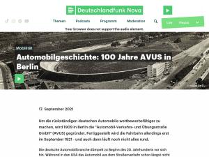 Cover: Automobilgeschichte - 100 Jahre AVUS in Berlin