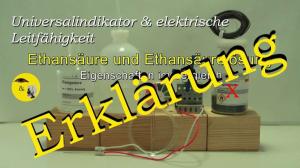 Cover: Erklärung Ethansäure vs. Ethansäurelösung - Indikatorfärbung & elektr. Leitfähigkeit