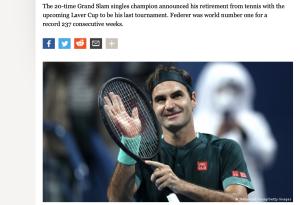 Cover: Roger Federer announces retirement from tennis 