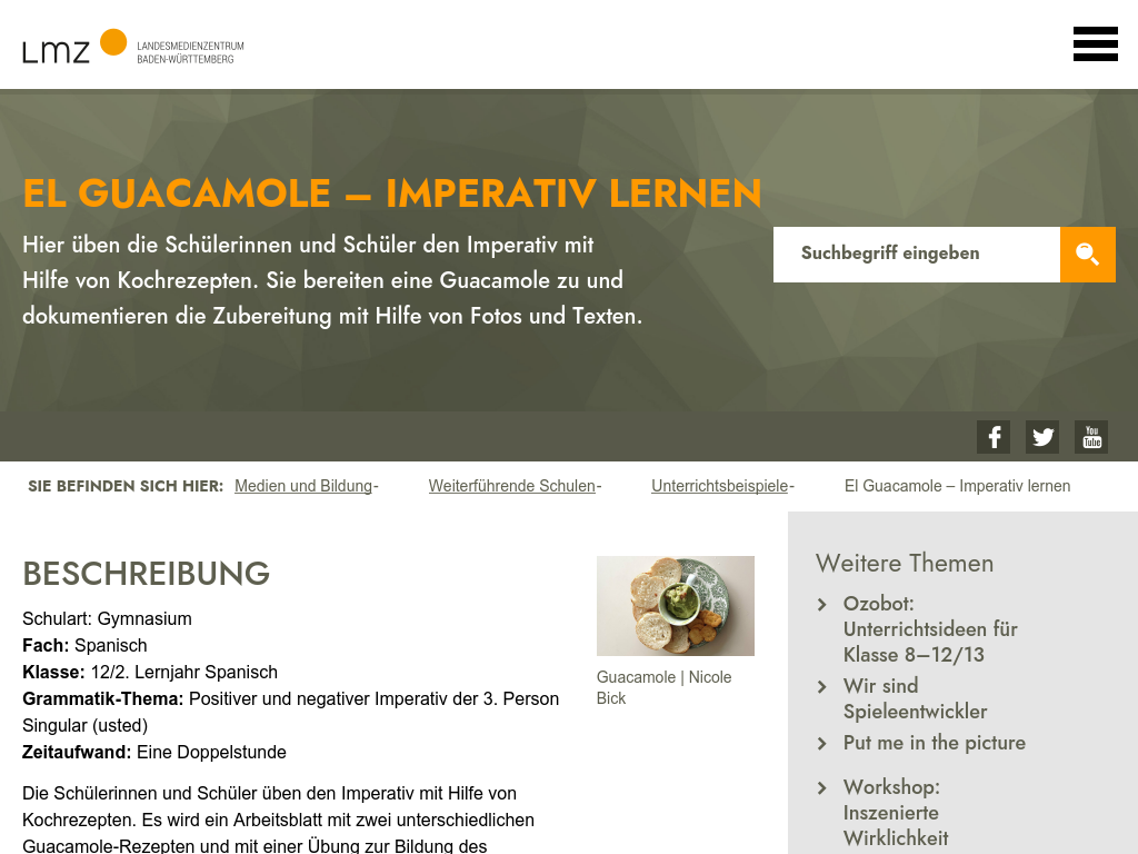 Cover: El Guacamole – Imperativ lernen - Unterrichtsidee