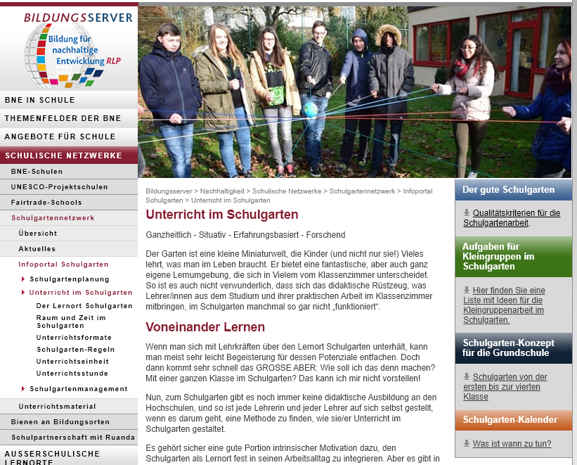 Cover: Unterricht im Schulgarten: Bildungsserver Rheinland-Pfalz