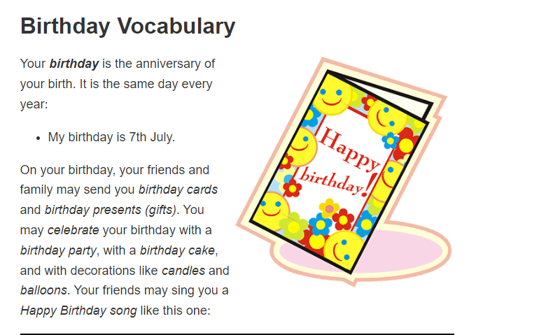 Cover: Birthday Vocabulary | EnglishClub
