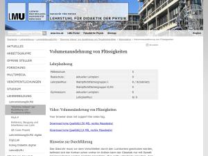 Cover: Volumenausdehnung von Flüssigkeiten - Lehrstuhl für Didaktik der Physik - LMU München