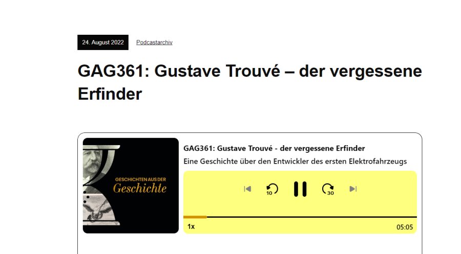 Cover: GAG361: Gustave Trouvé - der vergessene Erfinder - Geschichten aus der Geschichte