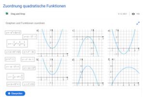Cover: Zuordnung quadratische Funktionen | ZUM-Apps