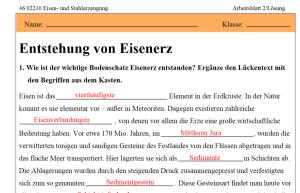 Cover: Entstehung von Erz. Lösungsblatt