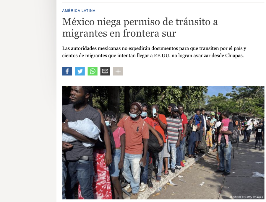 Cover: México niega permiso de tránsito a migrantes