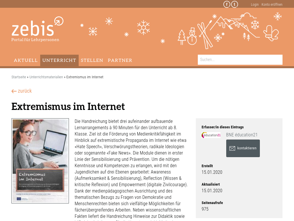 Cover: Extremismus im Internet | zebis