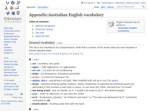 Cover: Appendix: Australian English vocabulary - Wiktionary