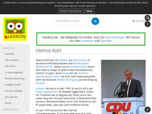 Cover: Helmut Kohl – Klexikon – das Kinderlexikon