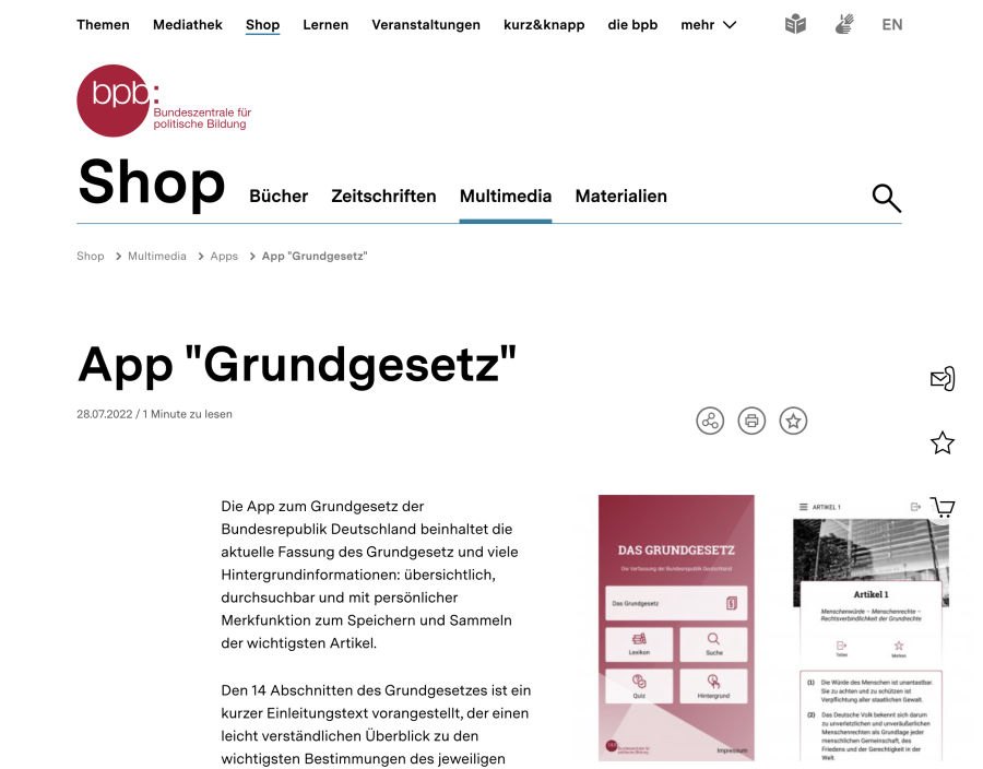 Cover: Grundgesetz der Bundesrepublik Deutschland App