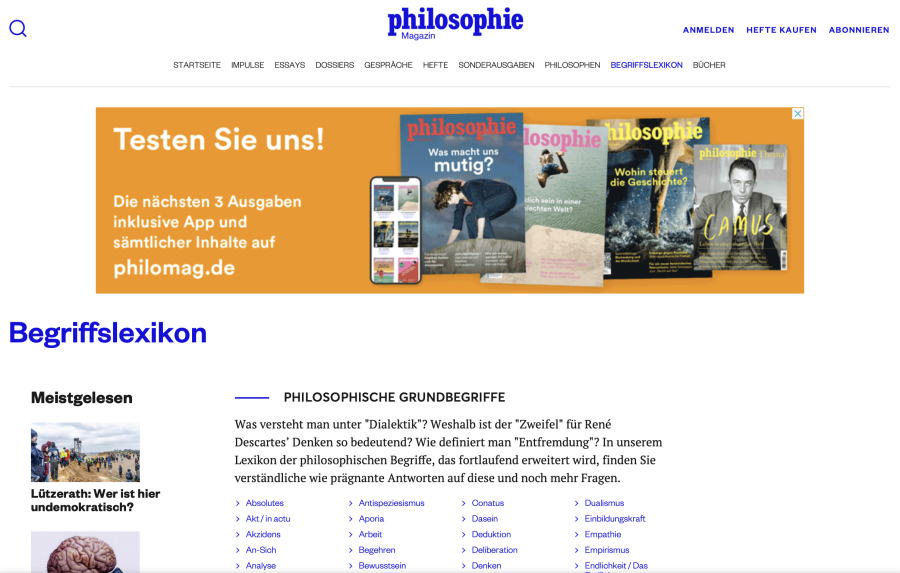 Cover: PHILOSOPHISCHE GRUNDBEGRIFFE - Lexikon