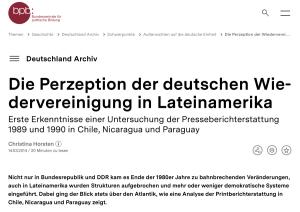 Cover: Die Perzeption der deutschen Wiedervereinigung in Lateinamerika | bpb