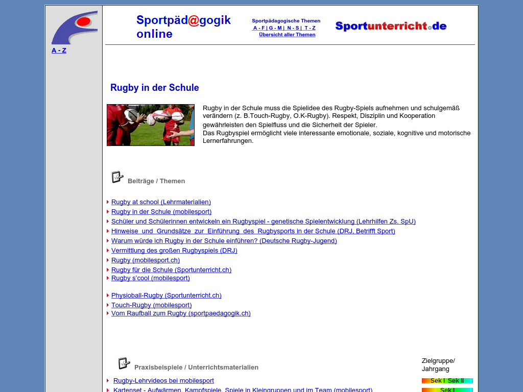 Cover: Rugby in der Schule - Sportpädagogik Online 