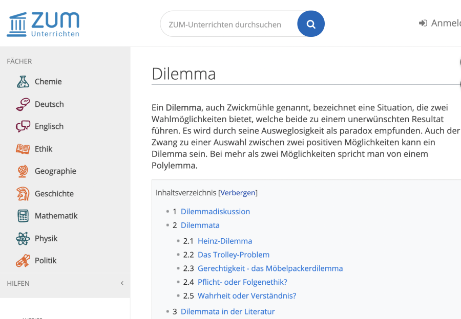 Cover: Dilemma – ZUM-Unterrichten
