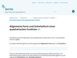 Cover: Allgemeine Form und Scheitelform einer quadratischen Funktion - lernen mit Serlo!