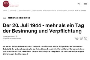 Cover: Der 20. Juli 1944 - mehr als ein Tag der Besinnung und Verpflichtung | bpb