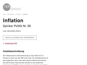 Cover: Inflation - Spicker - bpb.de