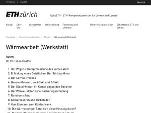 Cover: Wärmearbeit (Werkstatt) – EducETH - ETH-Kompetenzzentrum für Lehren und Lernen | ETH Zürich