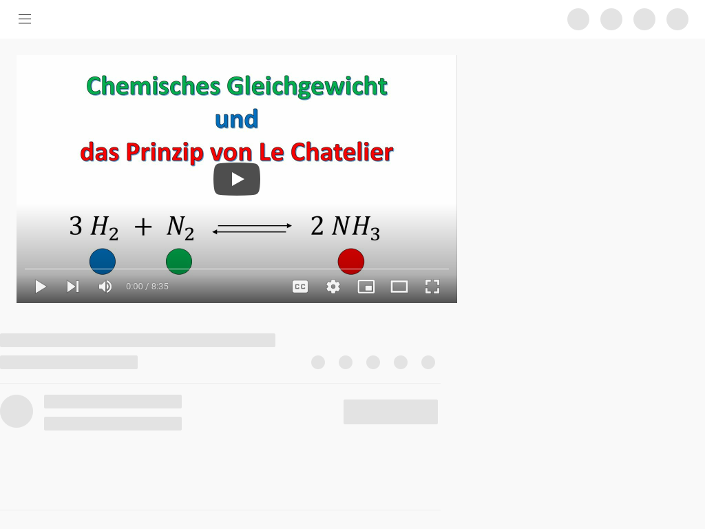 Cover: Chemisches Gleichgewicht und Prinzip von Le Chatelier (Erklärvideo von LED@YouTube)