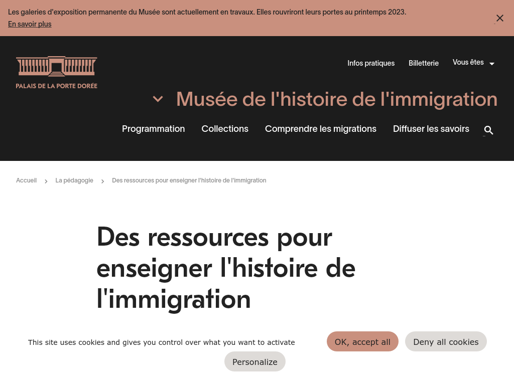 Cover: Des ressources pour enseigner l'histoire de l'immigration | Musée de l'histoire de l'immigration