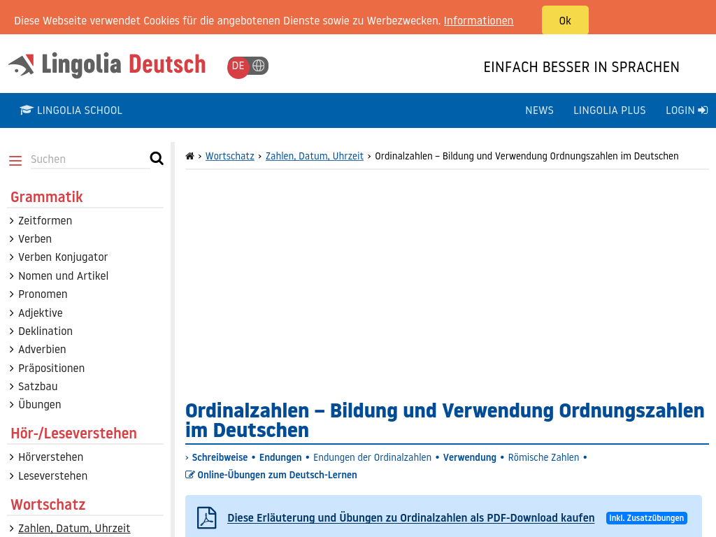 Cover: Ordinalzahlen | Bildung und Verwendung Ordnungszahlen im Deutschen | Lingolia Deutsch