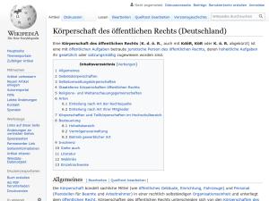 Cover: Körperschaft des öffentlichen Rechts (Deutschland) - wikipedia.org